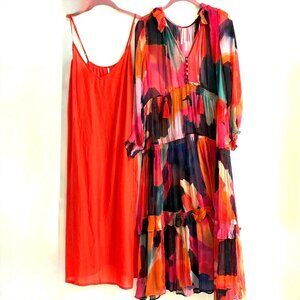 Anthropologie Marais Printed Chiffon Maxi Dress size MP - 2 pieces